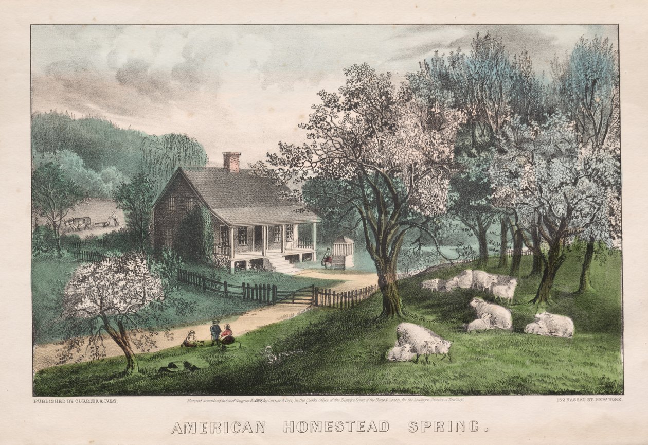 Amerikanisches Gehöft, Frühling von James Merritt Ives