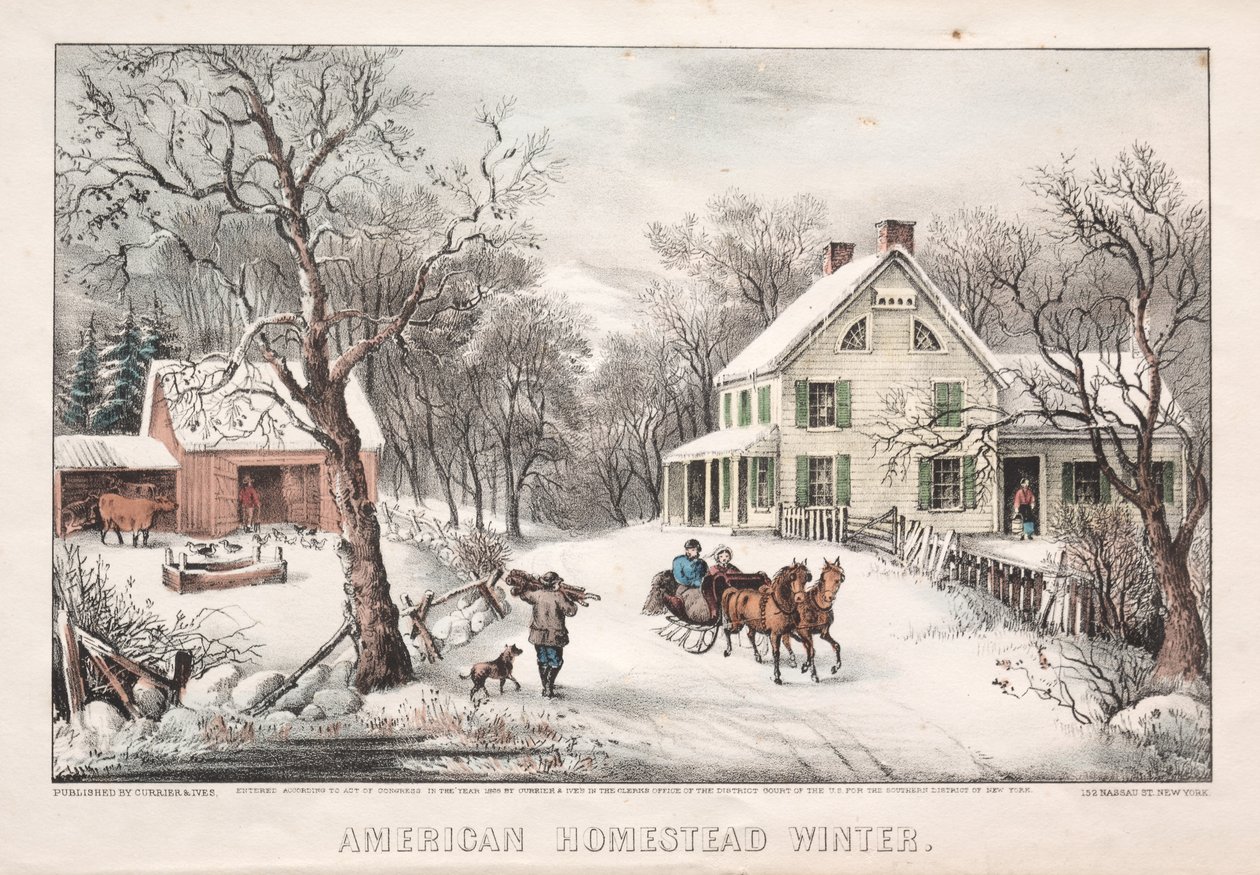 Amerikanisches Gehöft, Winter, 1868 von James Merritt Ives