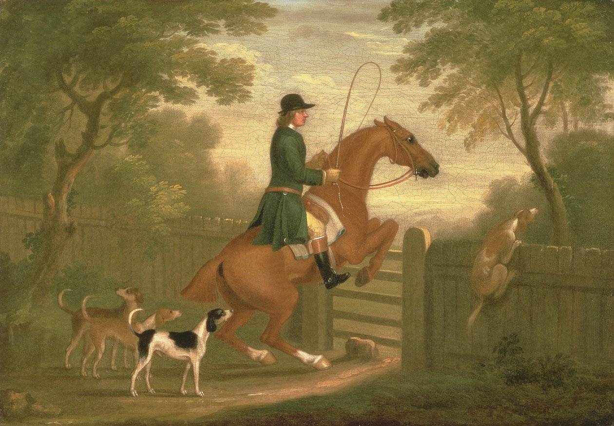Jäger mit seinen Hunden in einer Landschaft von James Seymour