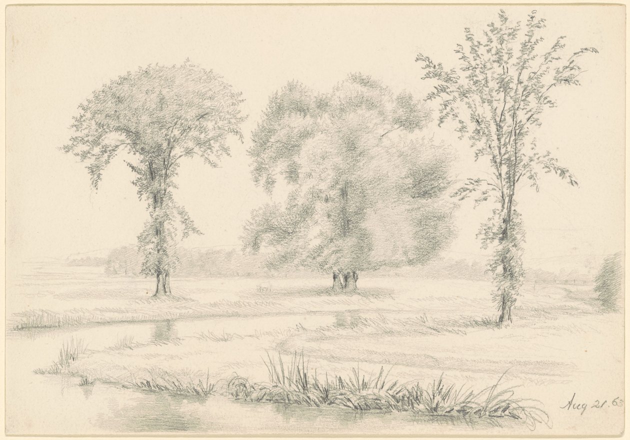 Landschaft mit drei Bäumen von James Wells Champney