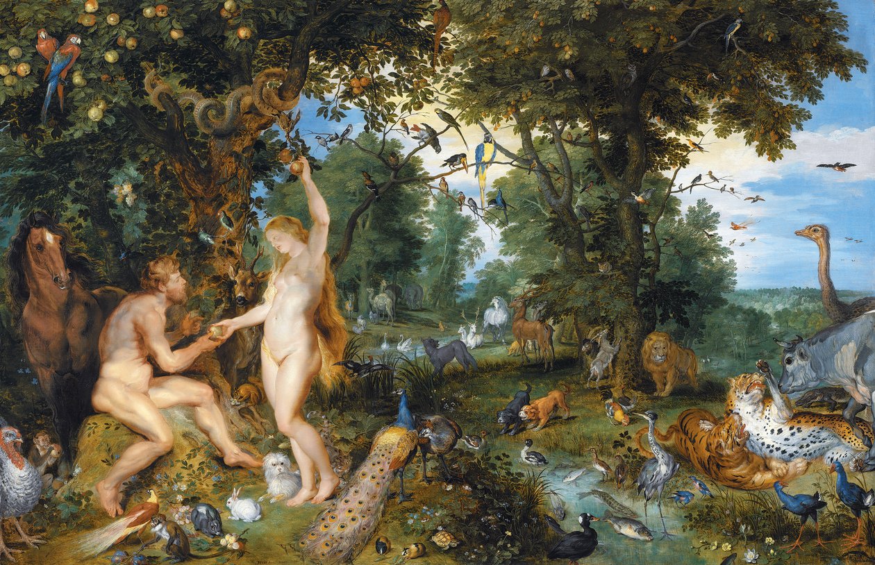 Der Garten Eden mit dem Sündenfall, um 1615 von Jan and Rubens, P.P. Brueghel