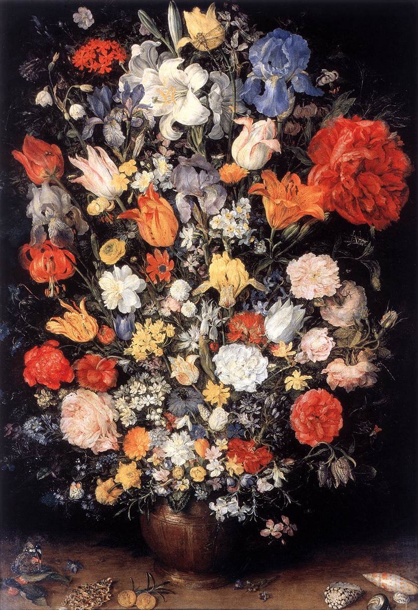 Vase mit Blumen, Schmuck, Münzen und Muscheln von Jan the Elder Brueghel
