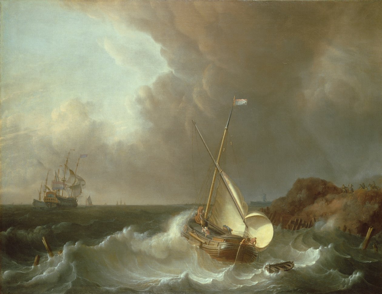 Galeone in stürmischer See von Jan Claesz Rietschoof
