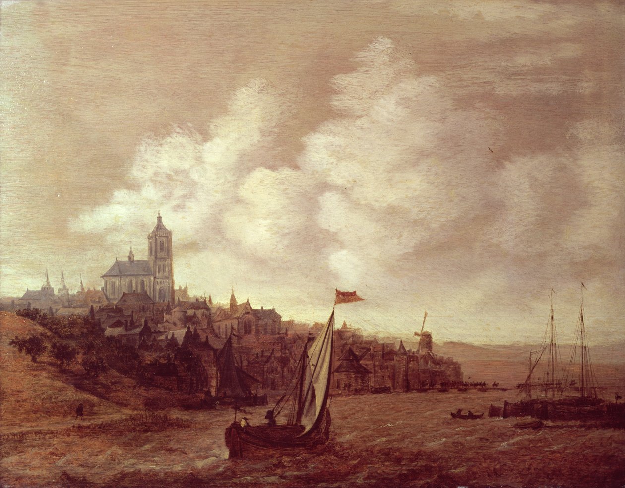 Fluss- und Stadtszene von Jan Meerhout