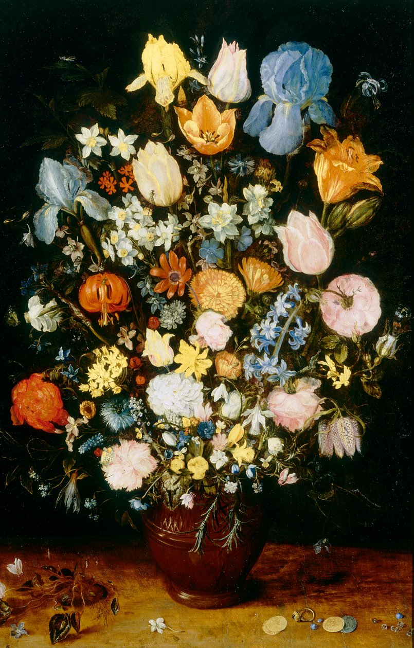 Vase mit Blumen, mit Schwertlilien von Jan the Elder Brueghel