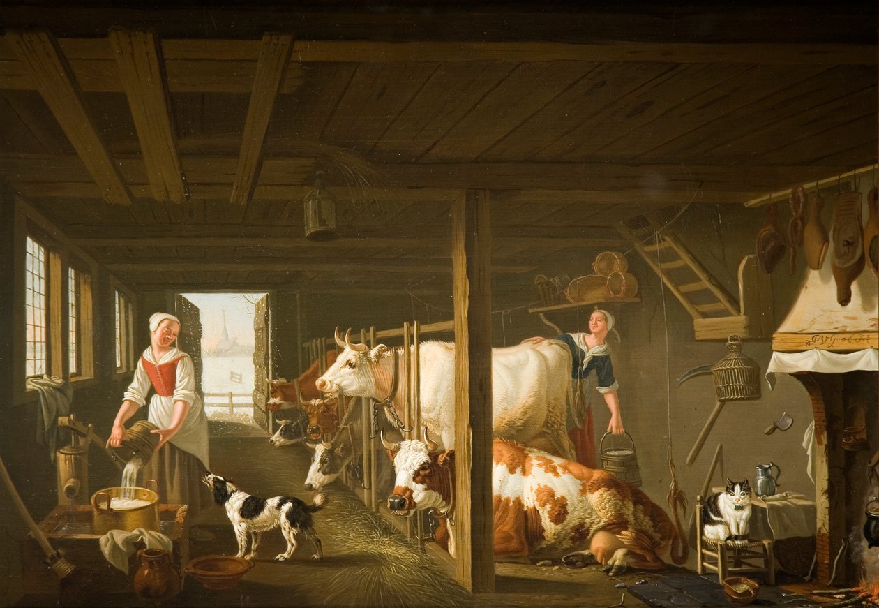 Melken im Winter von Jan van Gool