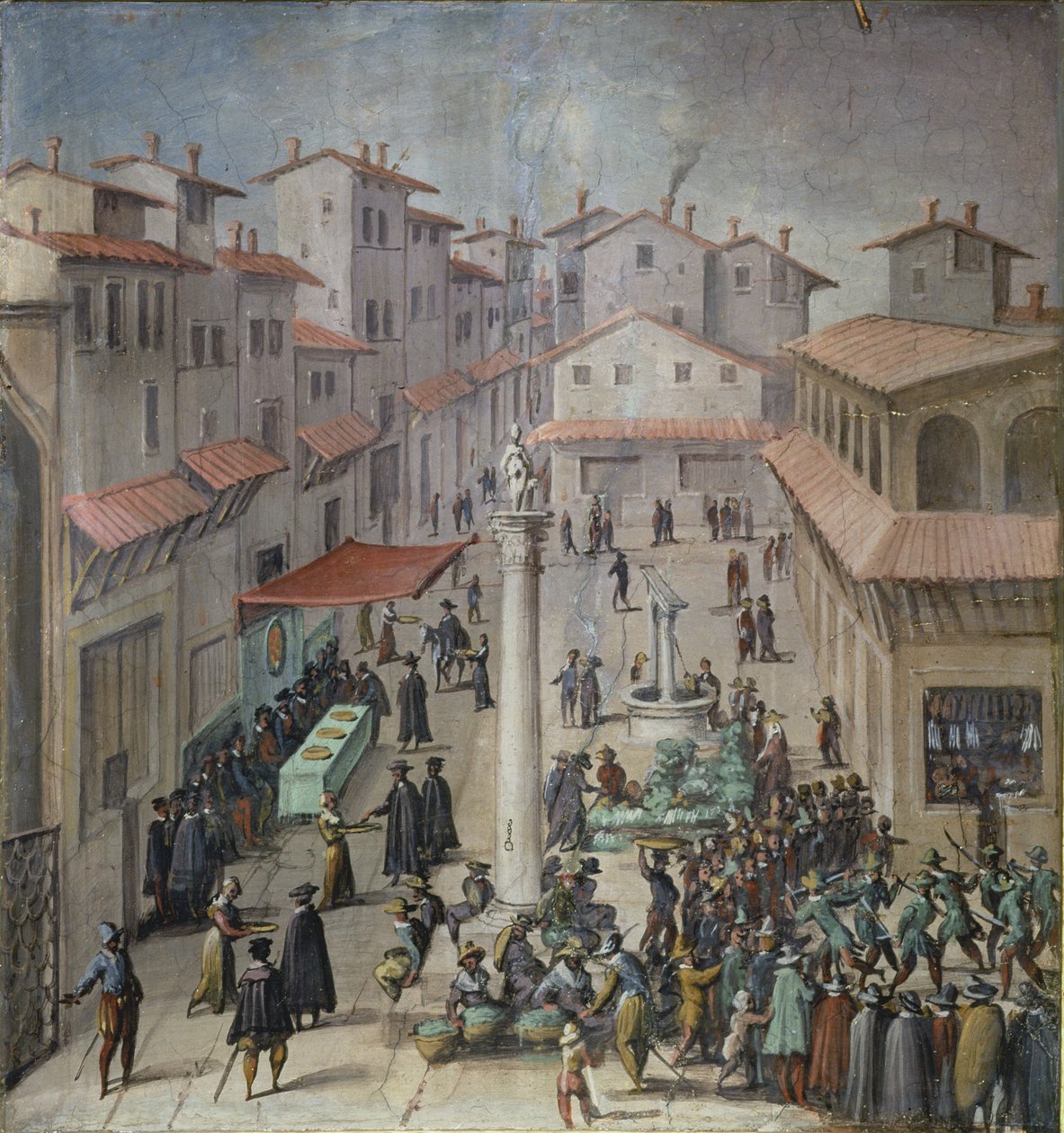 Piazza del Mercato Vecchio, Florenz, 1555 von Jan van der Straet