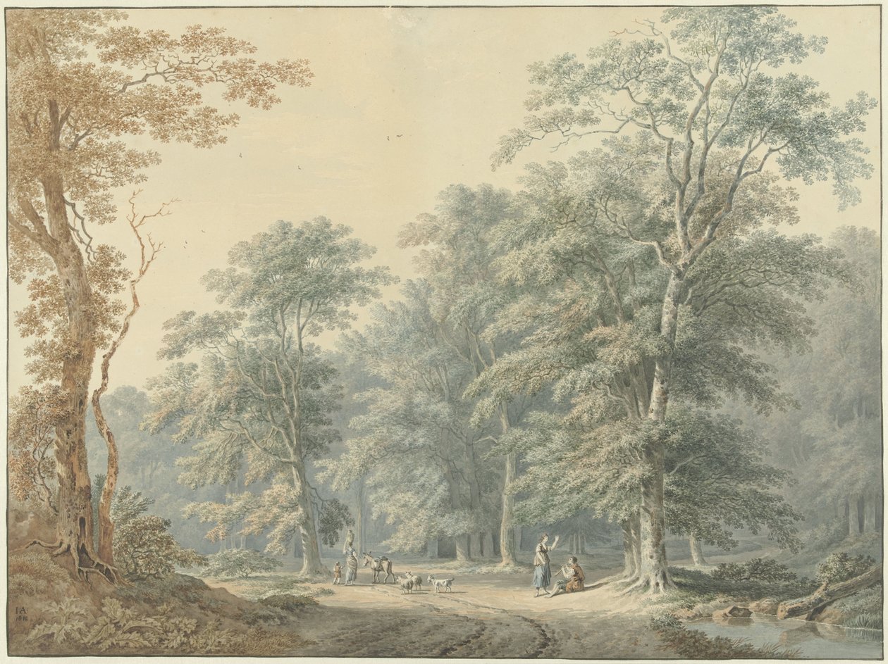 Waldlandschaft mit klassizistischer Staffage von Jan Apeldoorn