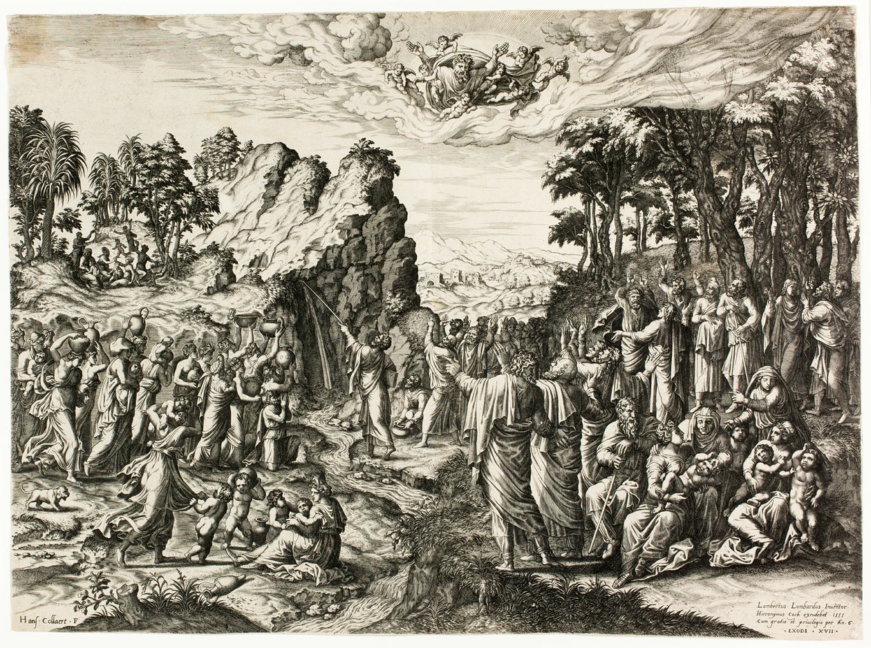 Moses schlägt auf den Felsen von Jan Collaert I