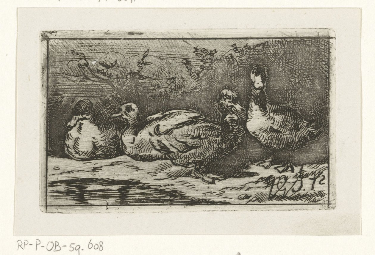 Vier Enten am Wasser von Jan Gerard Smits