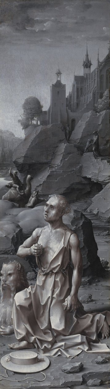 Der reuige Heilige Hieronymus (rechtes Panel) von Jan Gossaert