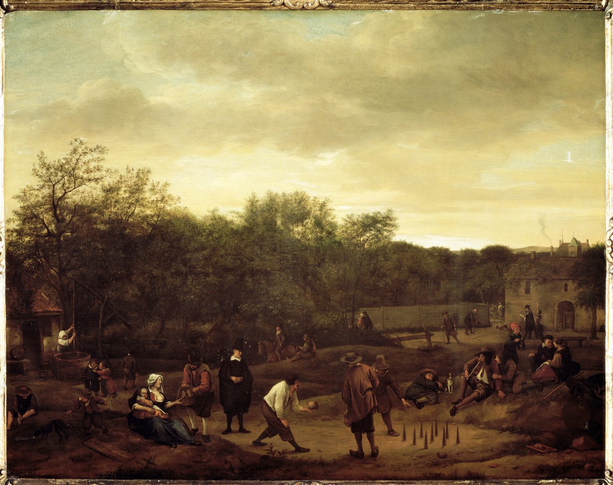 Bauern spielen Ball in Holland von Jan Havicksz. Steen
