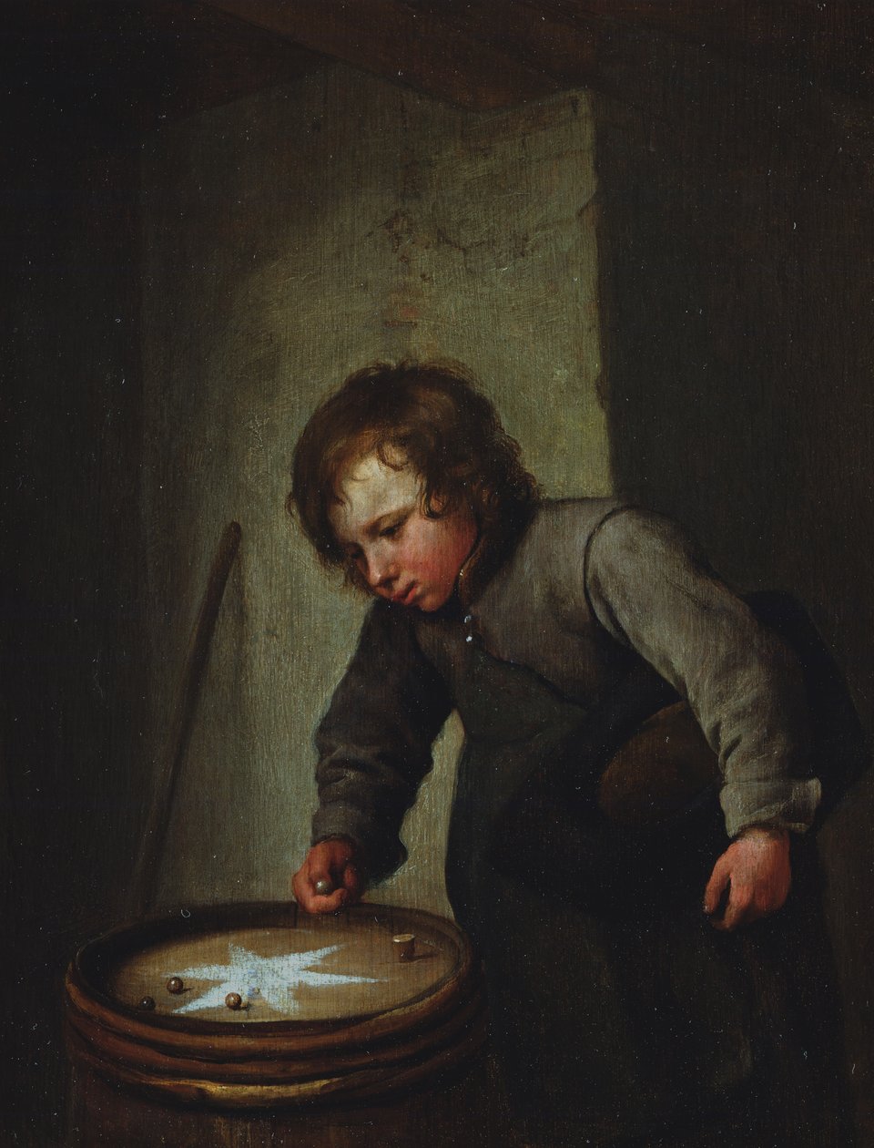 Junge spielt mit Murmeln von Jan Havickszoon Steen