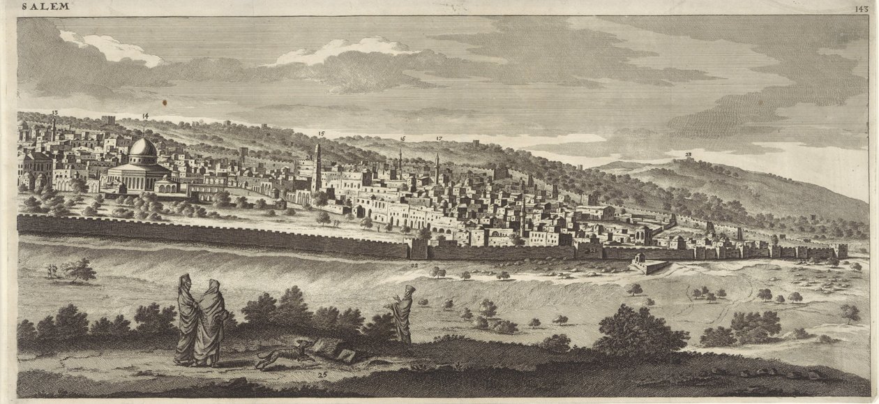 Ansicht von Jerusalem (rechte Platte) von Jan Luyken