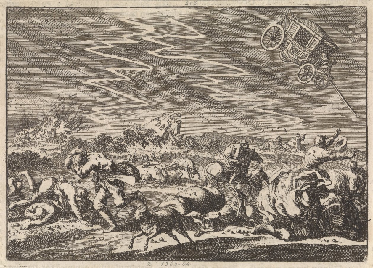 Schweres Gewitter in Donsenhausen in Thüringen, 1674 von Jan Luyken