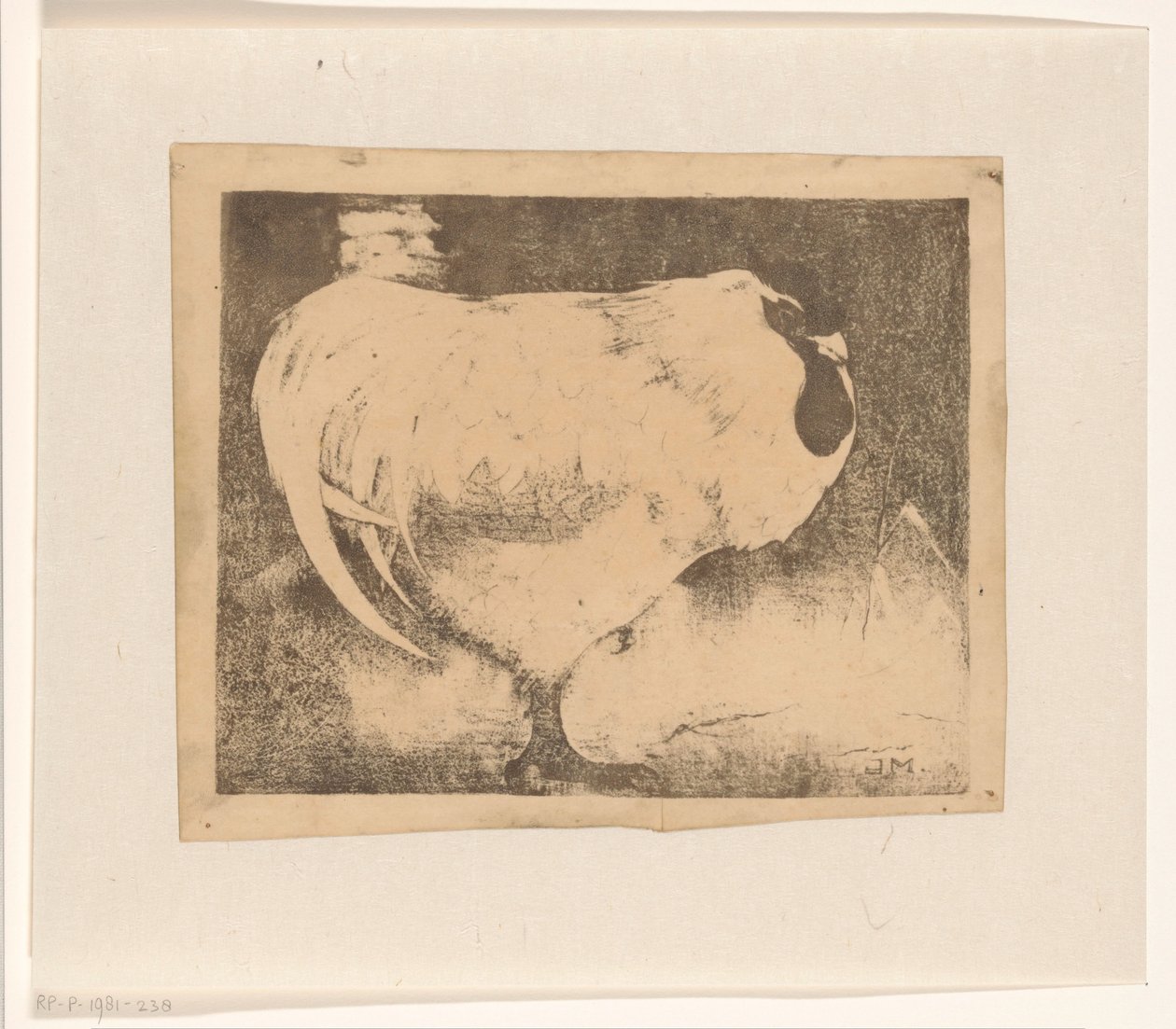 Zusammengekauerter Hahn von Jan Mankes
