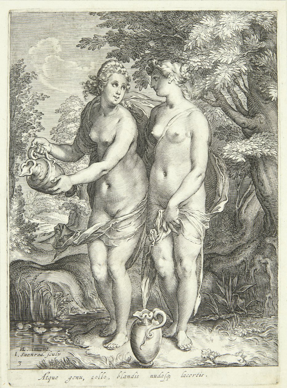 Zwei von Dianas Nymphen an einem Bach von Jan Saenredam