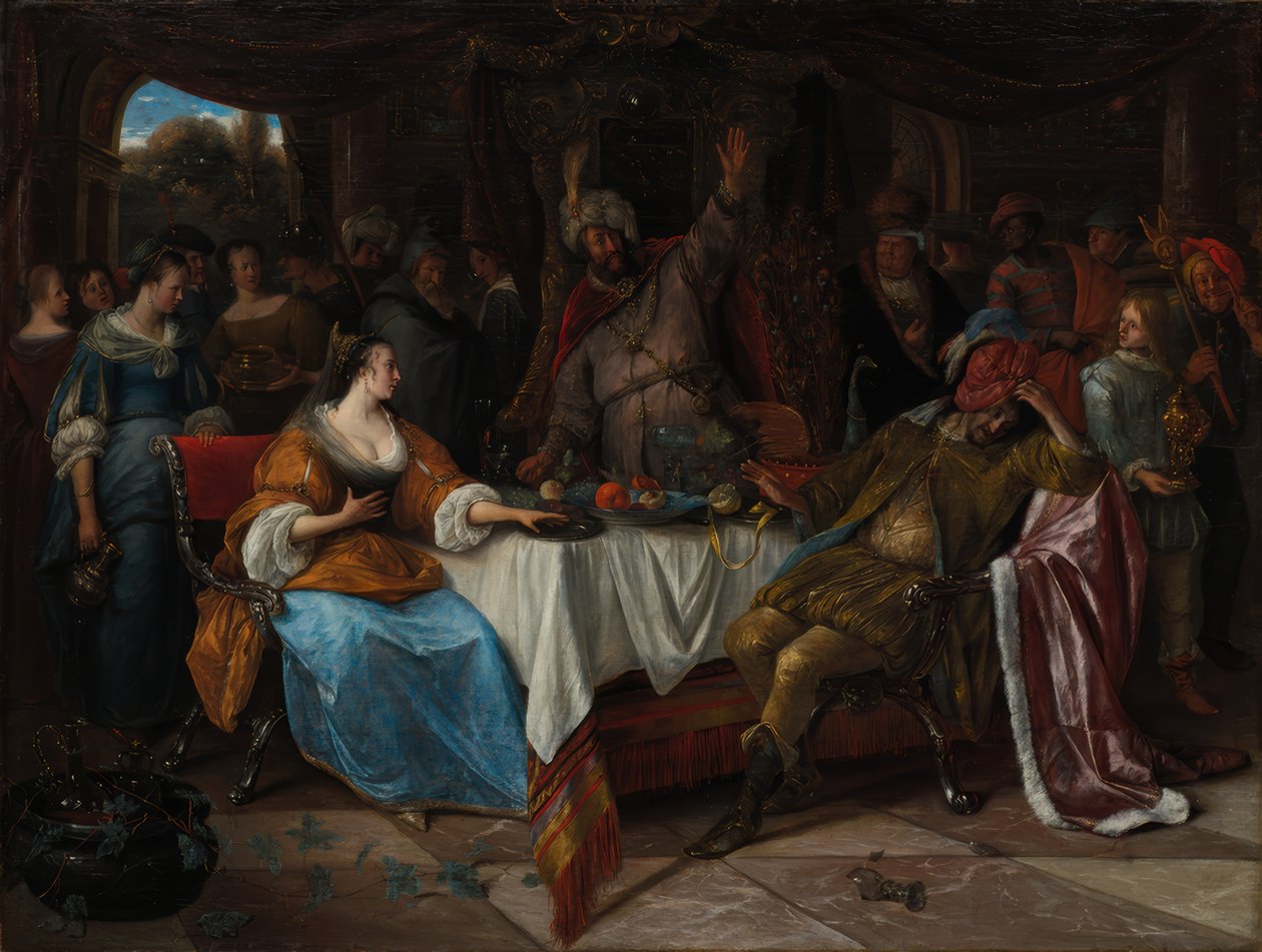 Esther, Ahasverus und Haman von Jan Steen