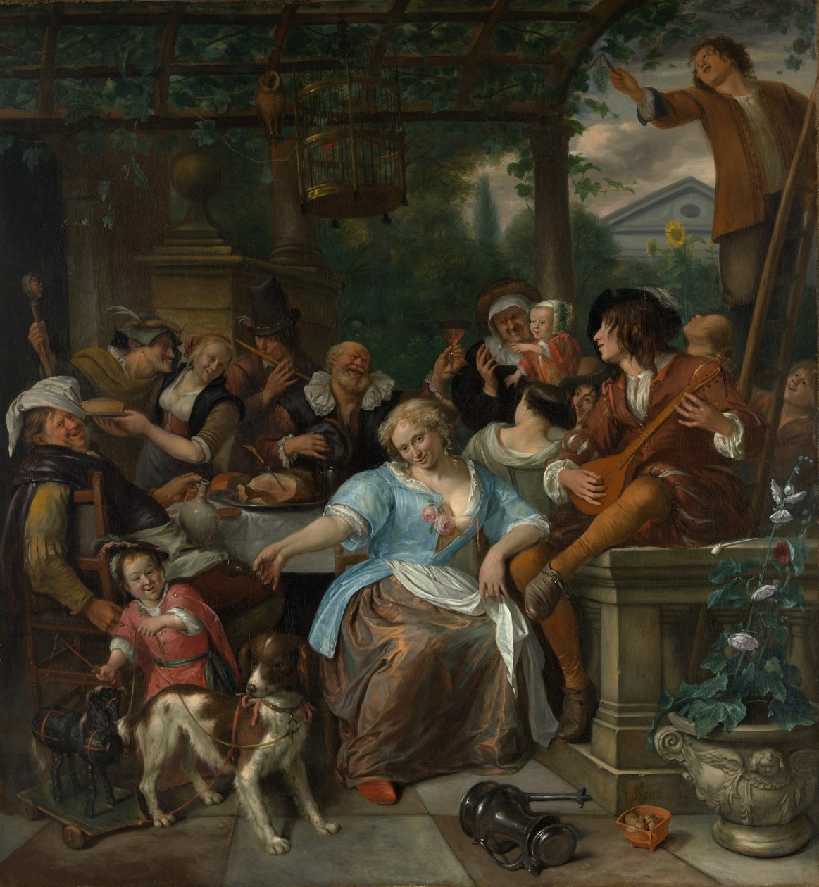 Fröhliche Gesellschaft auf einer Terrasse, ca. 1670 von Jan Havickszoon Steen