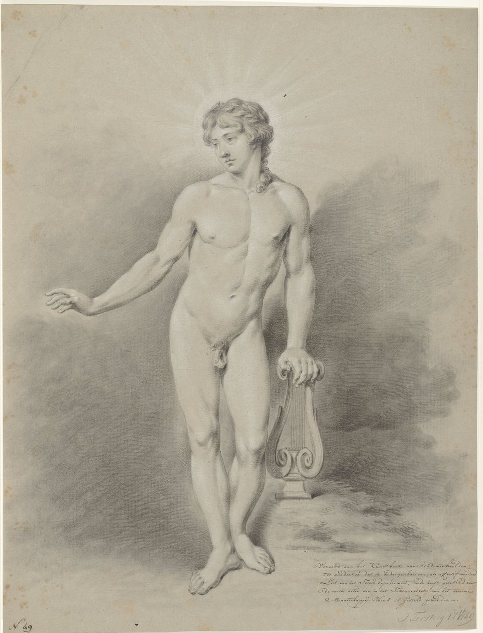 Stehender männlicher Akt mit Leier, als Apollo von Jan Tersteeg