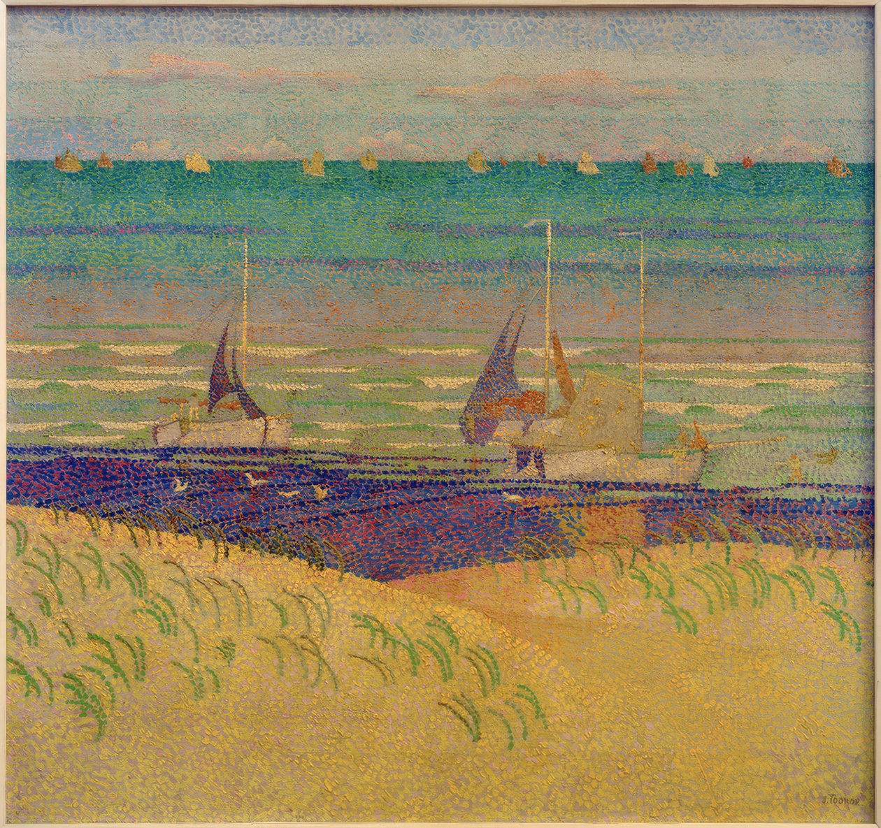 Dünenlandschaft mit Segelbooten von Jan Toorop