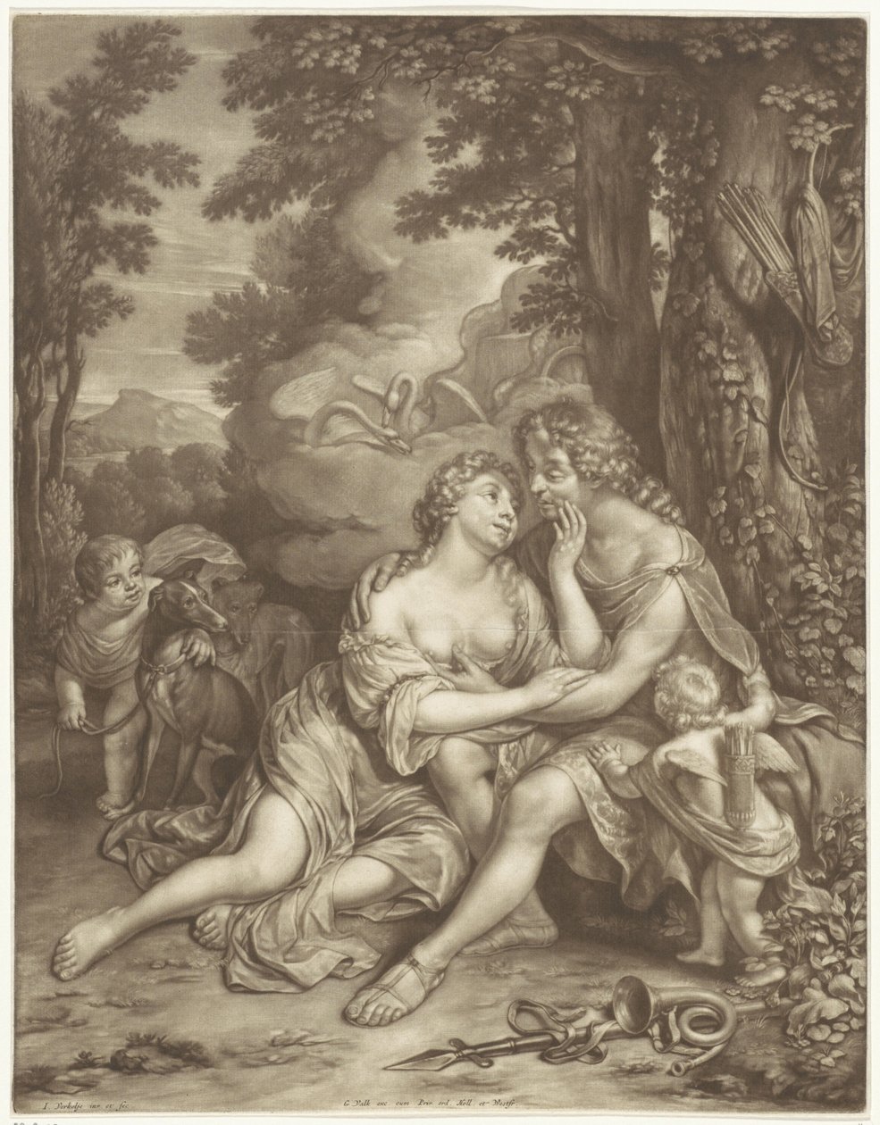 Venus hält Adonis von der Jagd ab von Jan Verkolje (I)