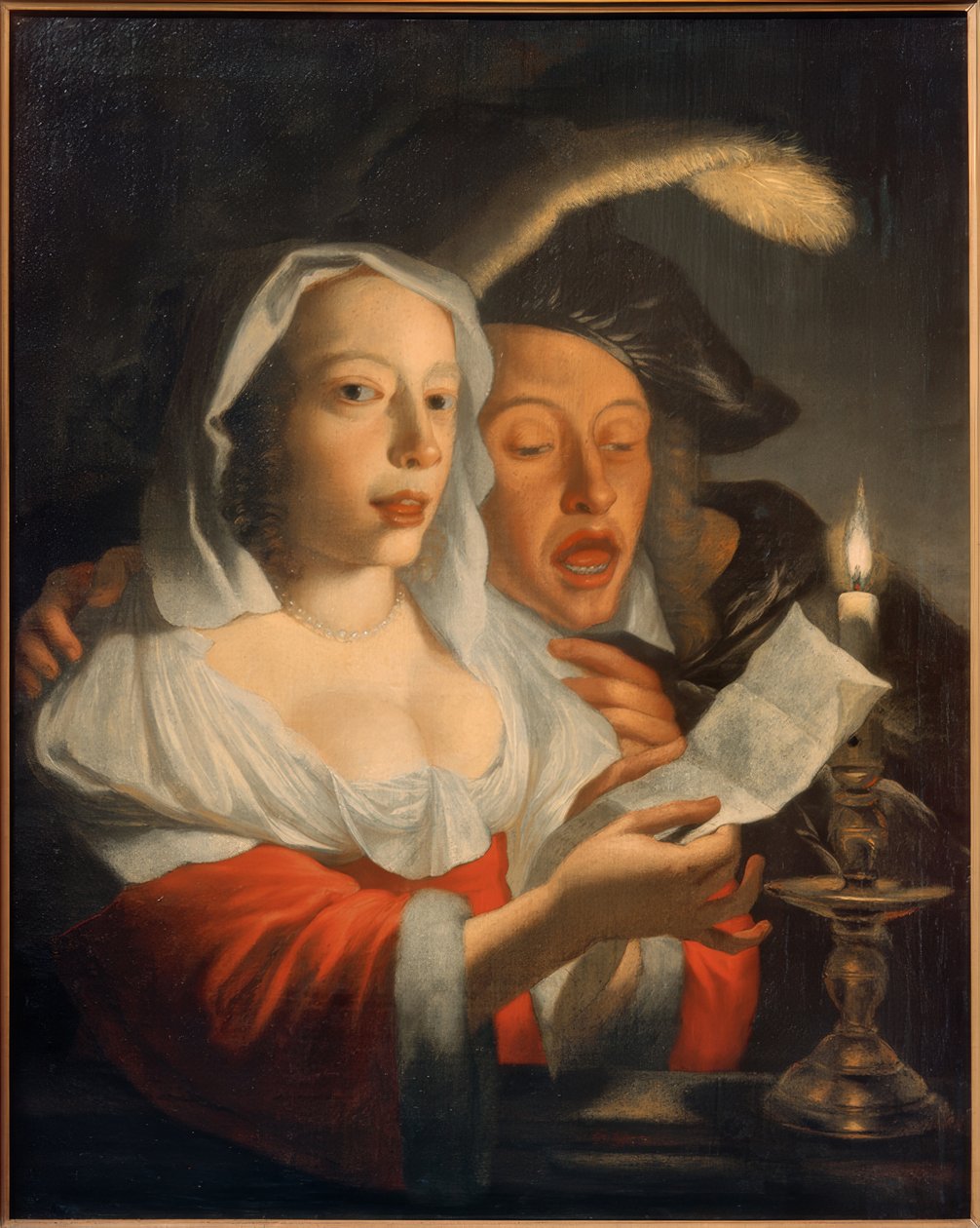 Singendes Paar bei Kerzenlicht von Jan Vermeer van Utrecht