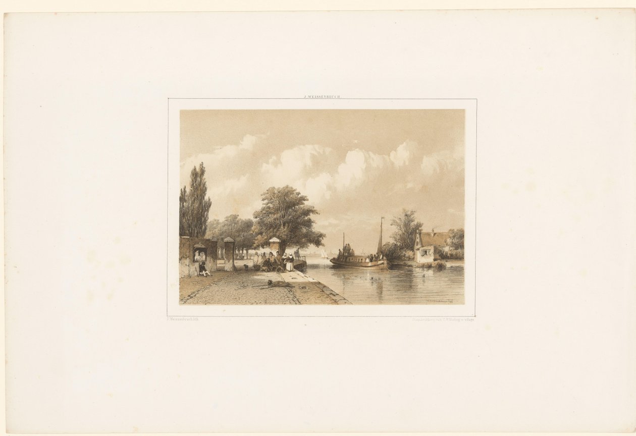 Flussansicht mit Treckschute von Jan Weissenbruch
