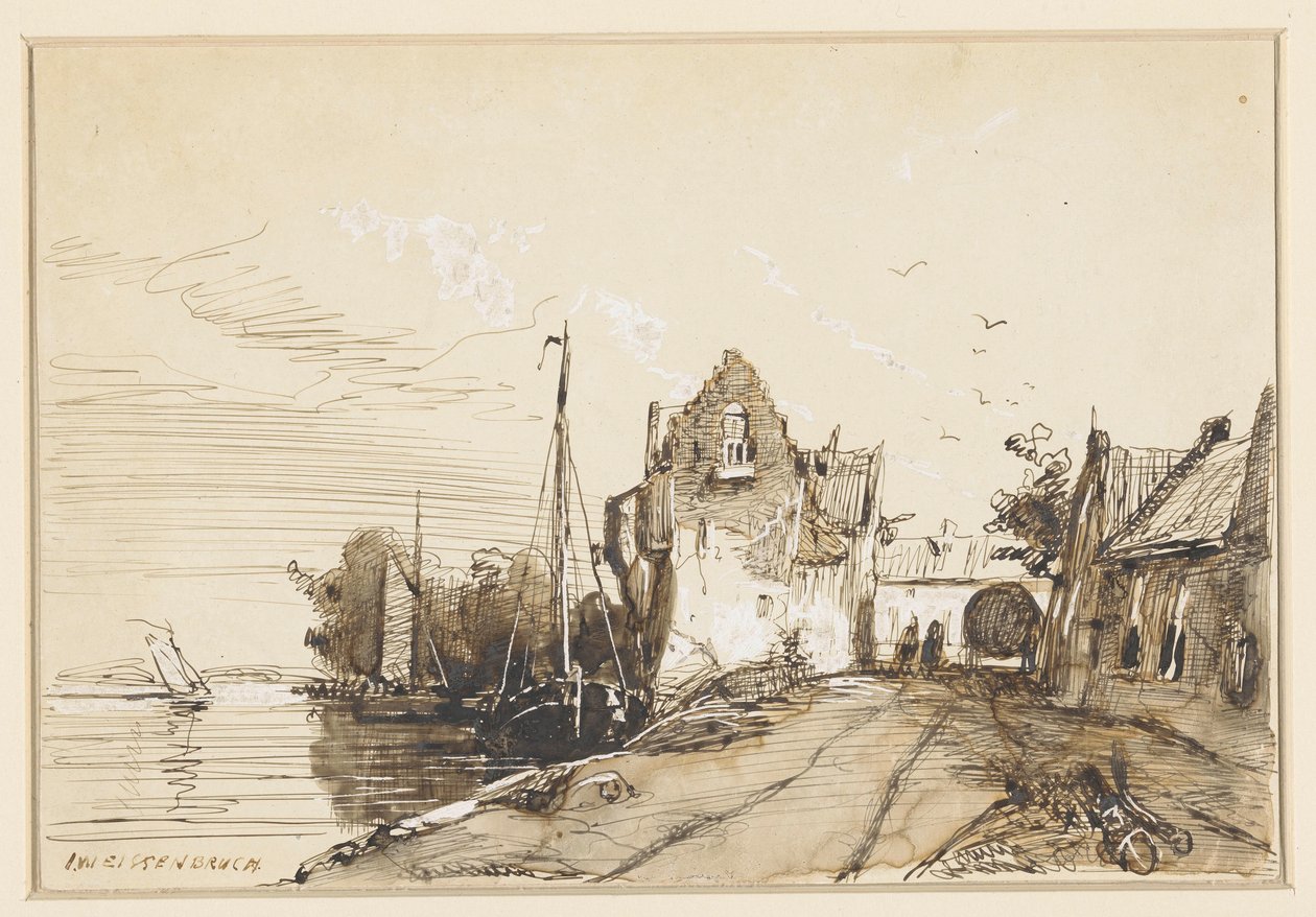 Städtchen an einem Fluss von Jan Weissenbruch