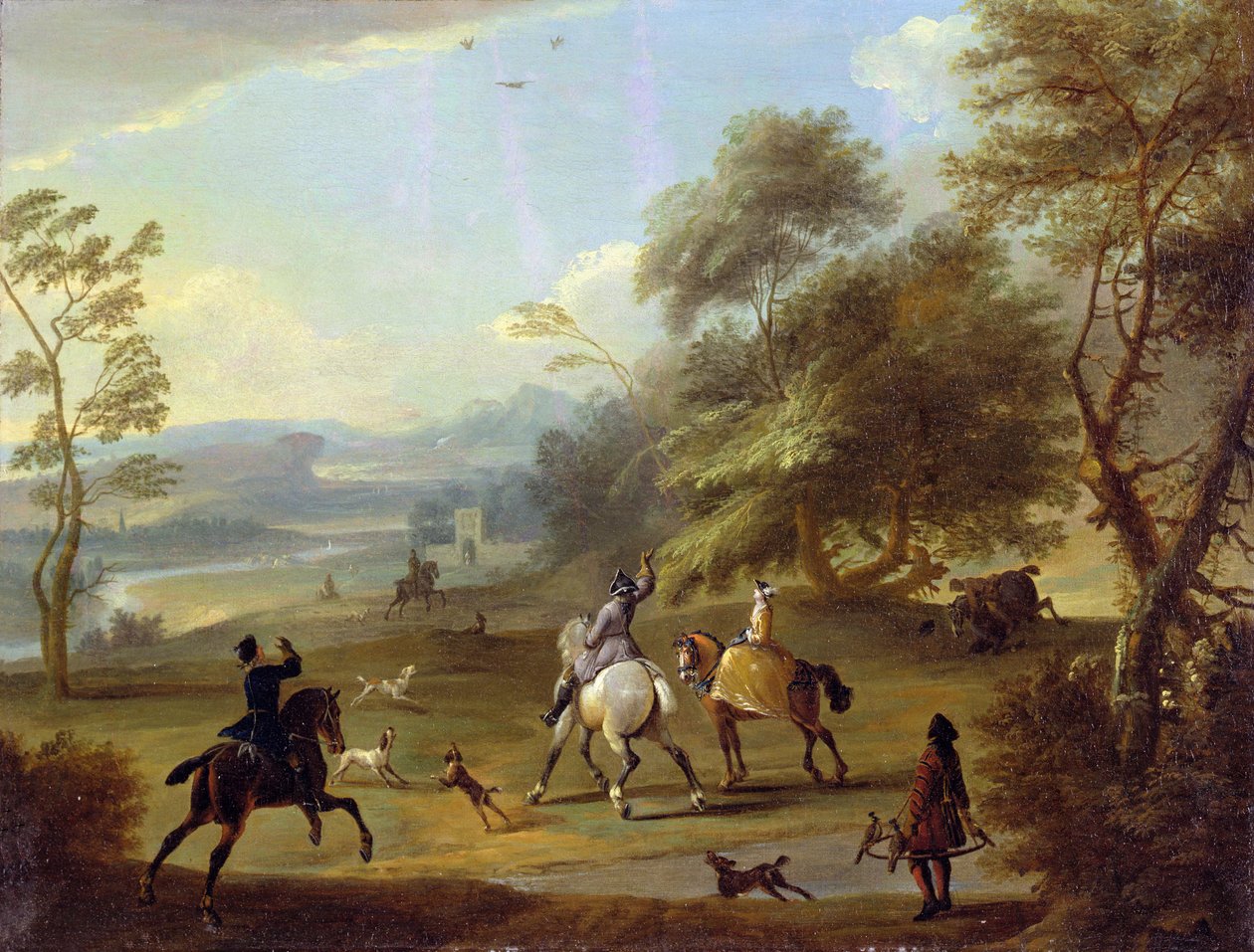 Eine Falkenjagd, ca. 1690 von Jan Wyck