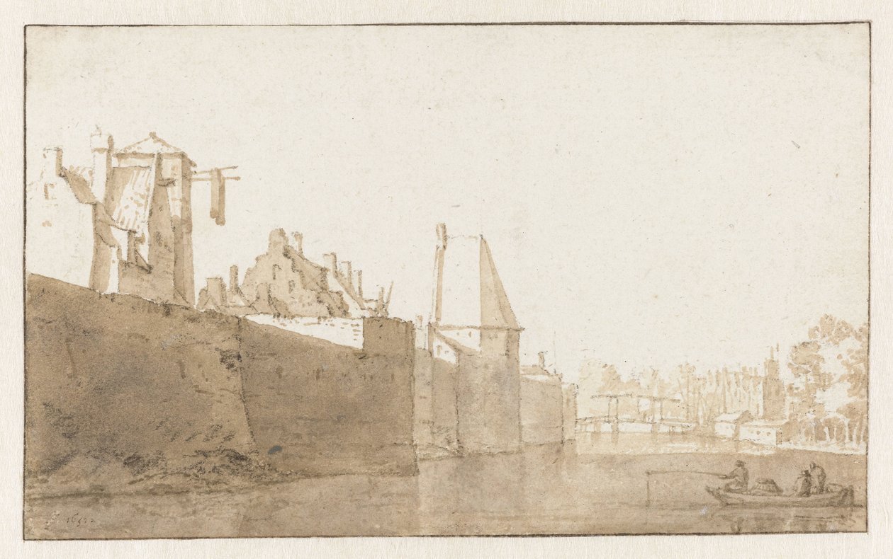 Ansicht der Stadtmauer von Leiden von Jan de Bisschop