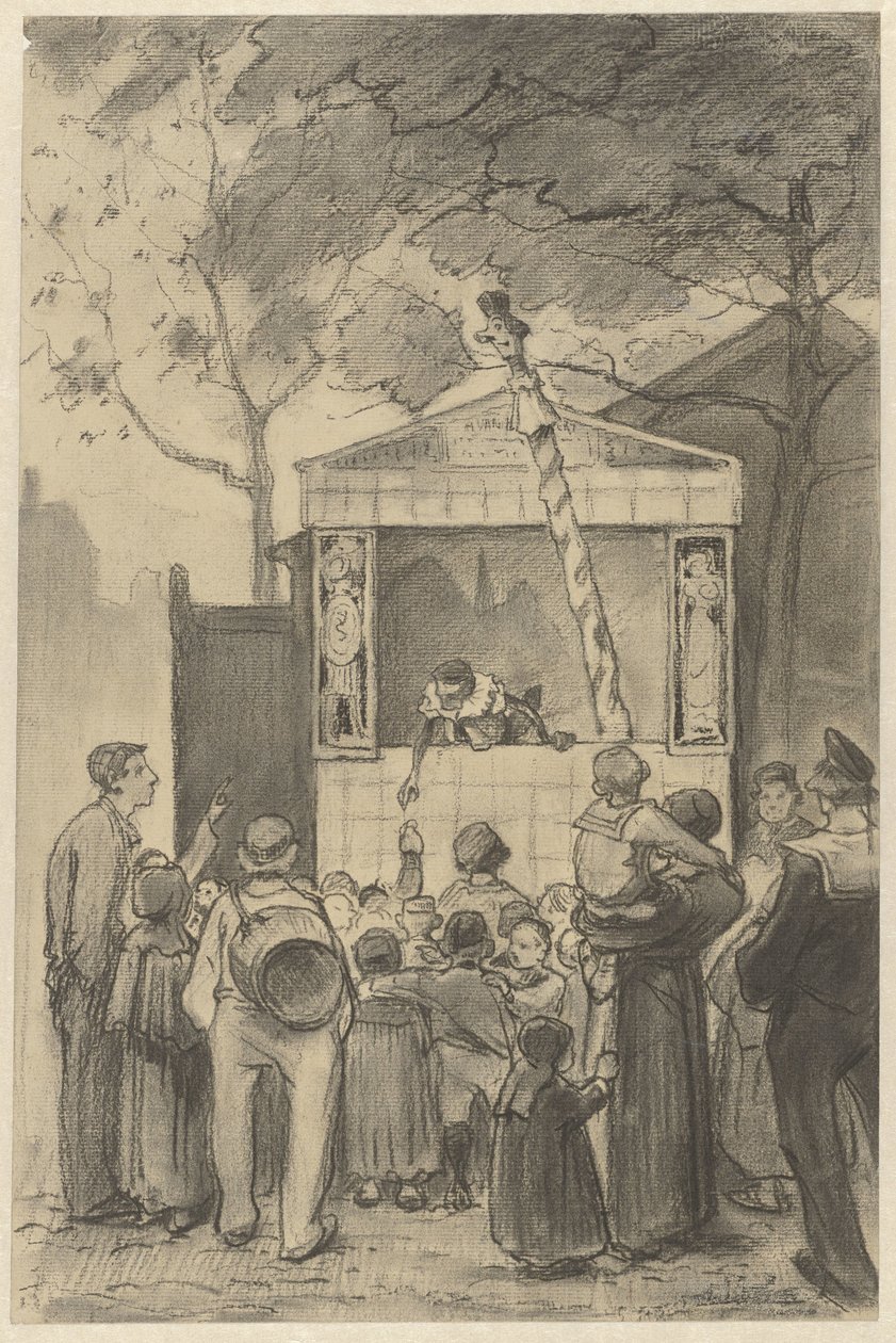 Zuschauer vor einem Puppentheater von Jan van Essen (possibly)
