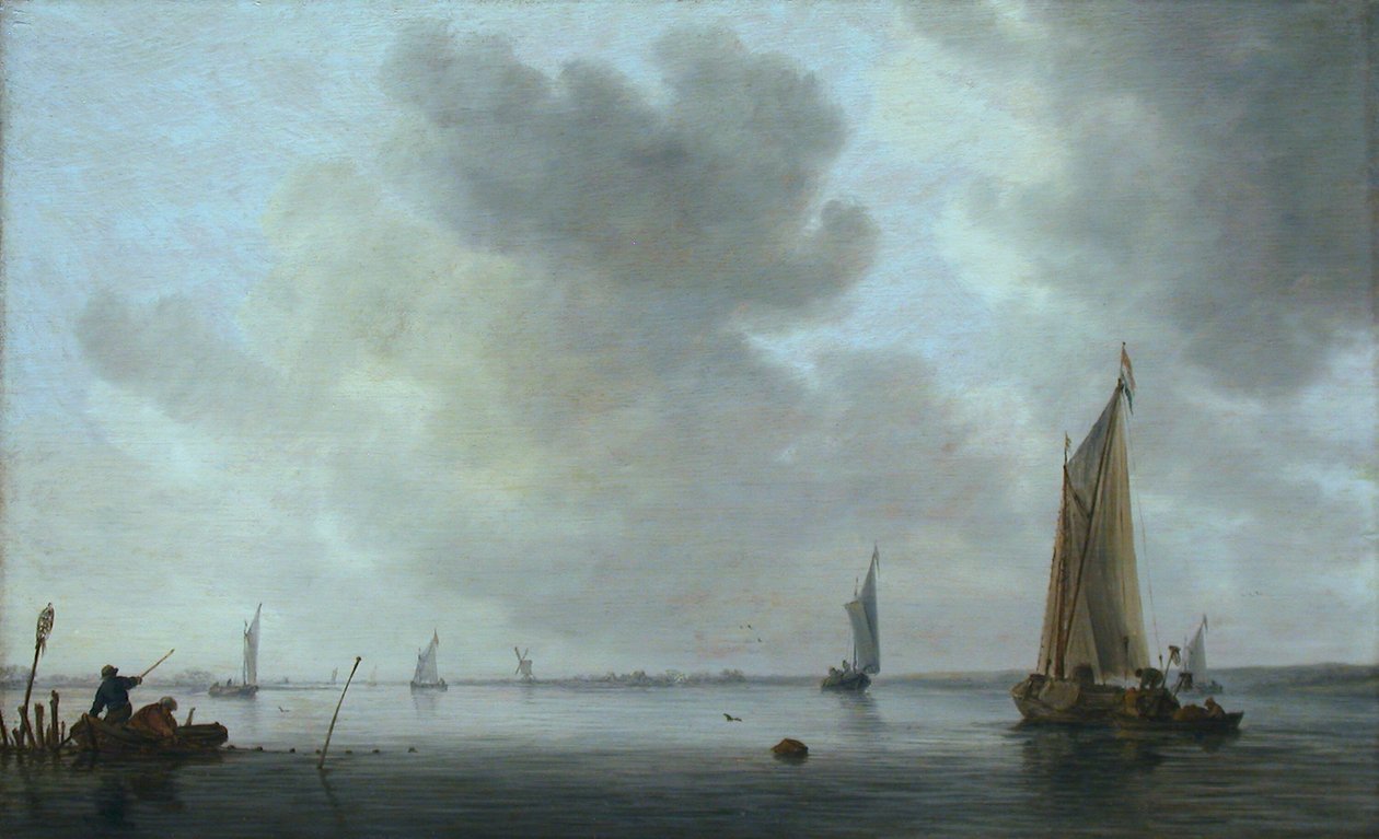 Fischerboote vor einer Mündung von Jan van Goyen
