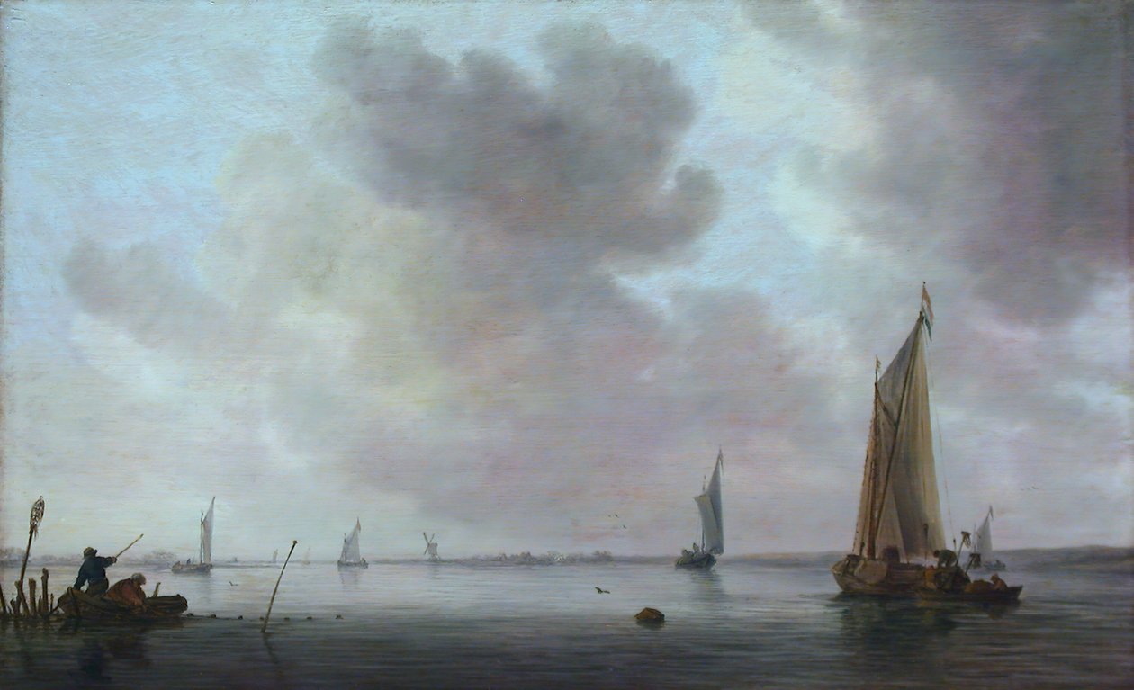Fischerboote vor einer Mündung, 1633 von Jan van Goyen