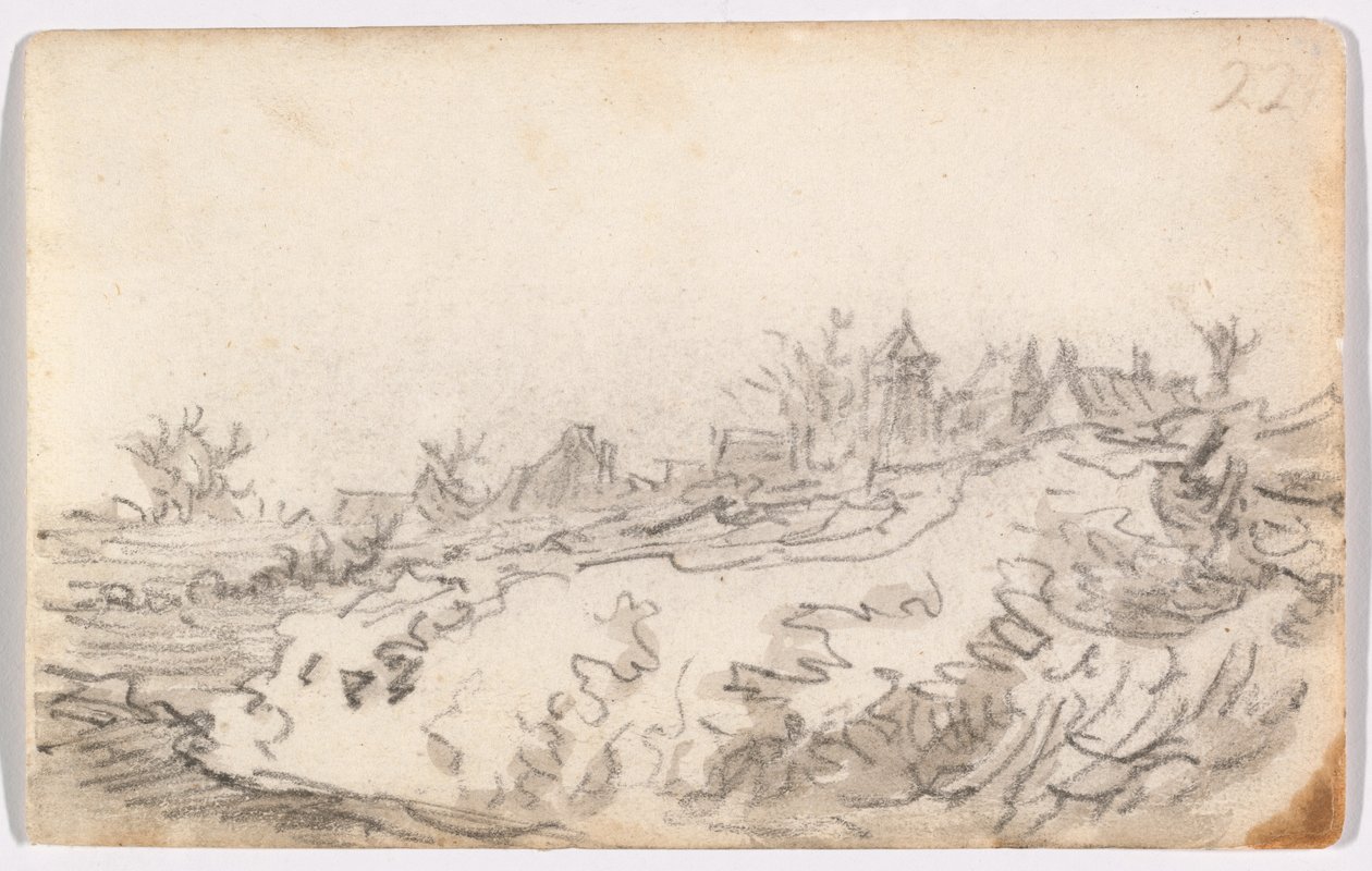 Dorf auf sonnigem Hügel von Jan van Goyen