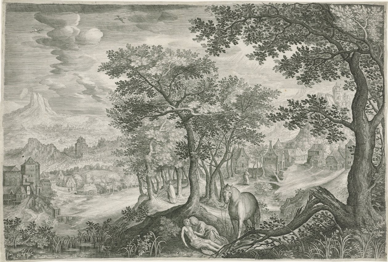 Berglandschaft mit dem barmherzigen Samariter von Jan van Londerseel