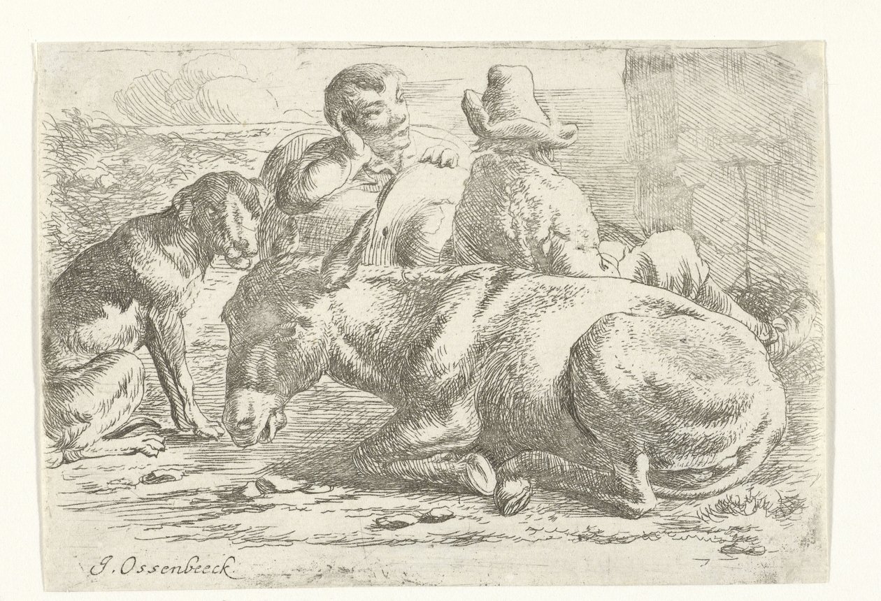 Zwei ruhende Eseltreiber von Jan van Ossenbeeck