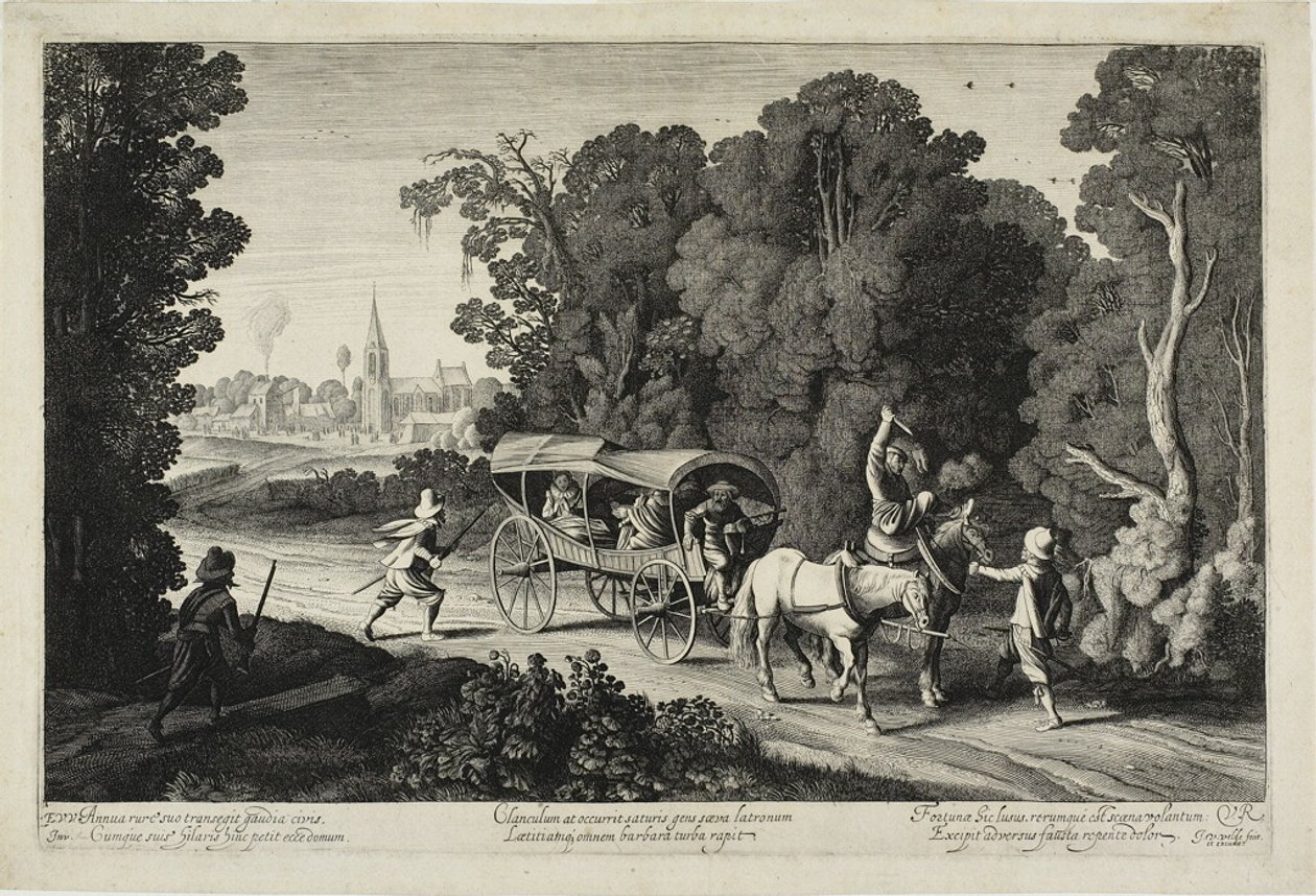 Räuber greifen eine Kutsche an von Jan van de Velde II
