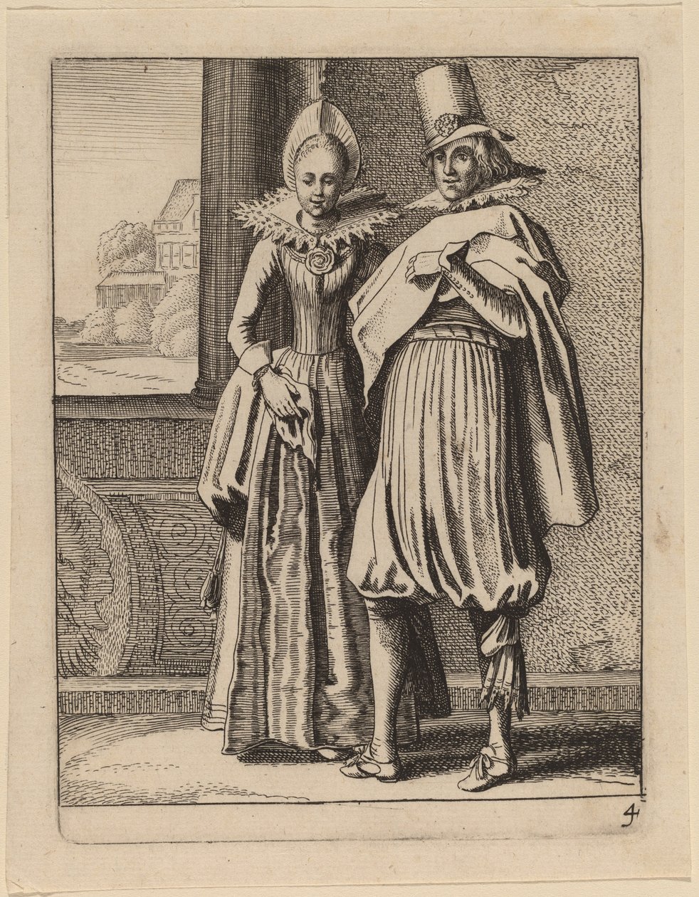 Zwei Figuren in Kostümen von Jan van de Velde II