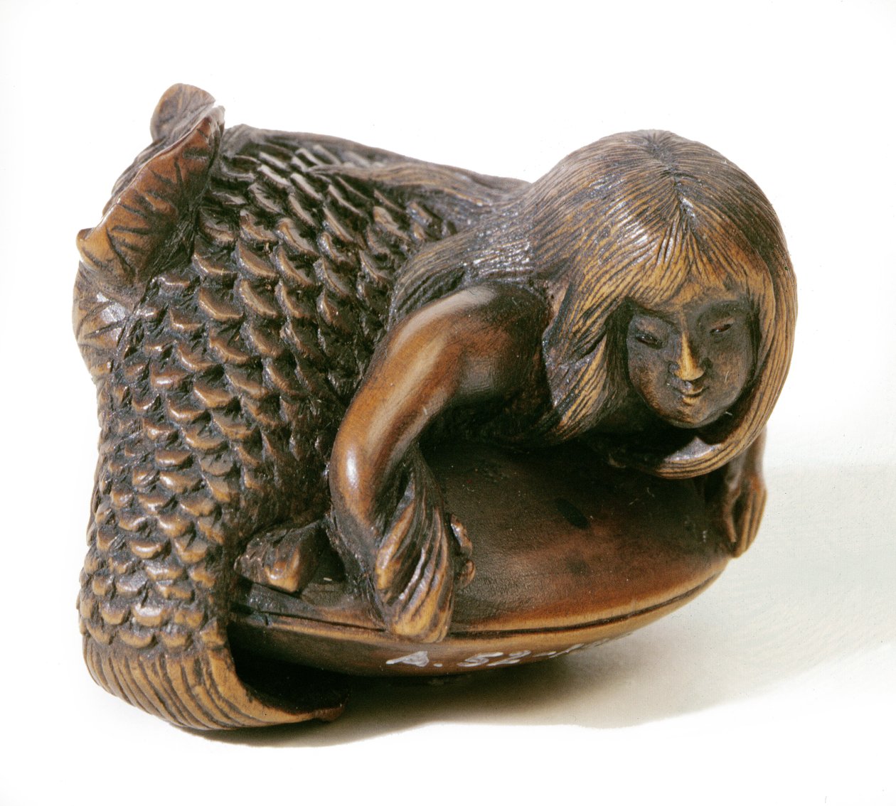 Netsuke, geschnitzt in Form einer Meerjungfrau von Japanese School
