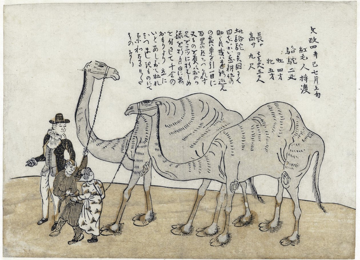 Kamel mit Führern, veröffentlicht 1821 von Japanese School