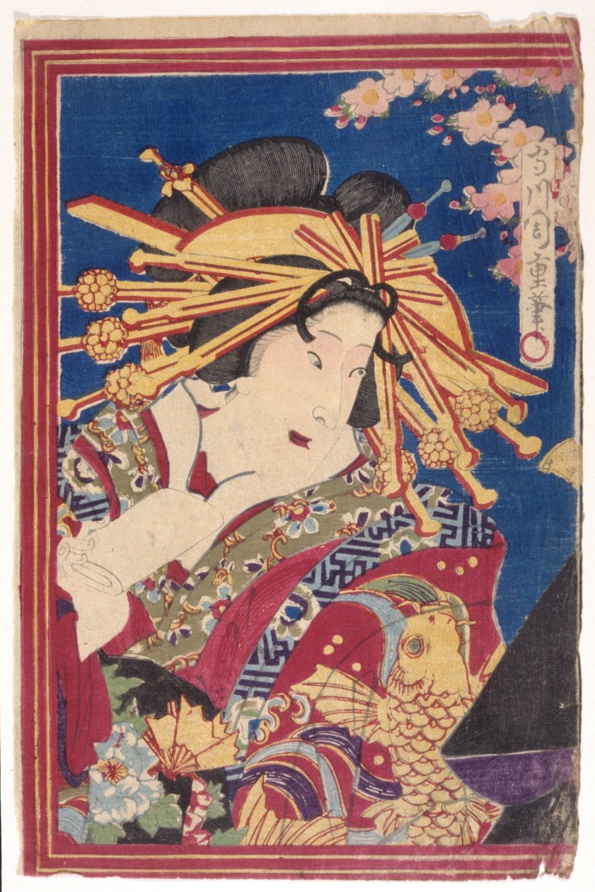 Farbholzschnitt von Japanese School