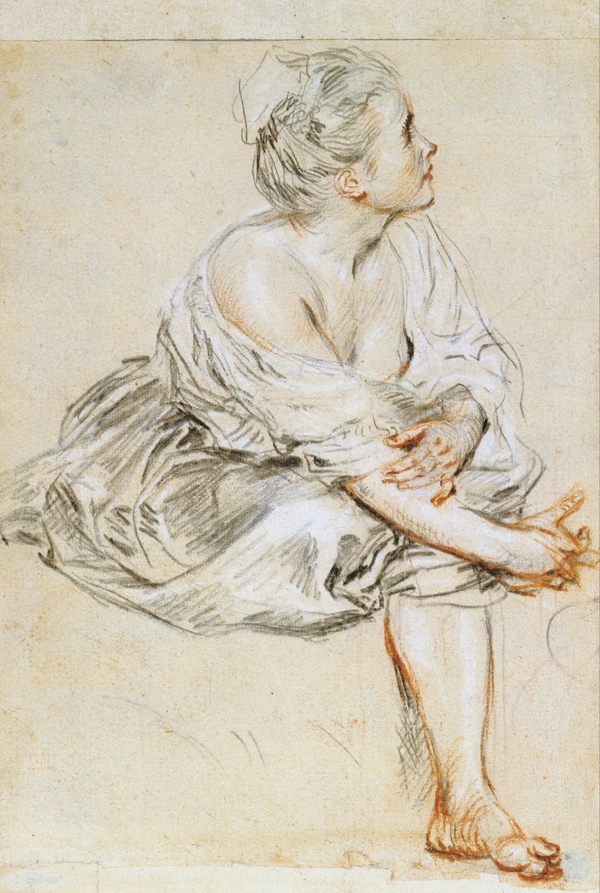 Sitzende junge Frau von Jean Antoine Watteau
