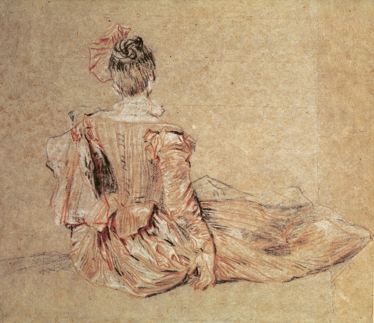 Studie einer Frau von hinten gesehen, 1716-18 von Jean Antoine Watteau