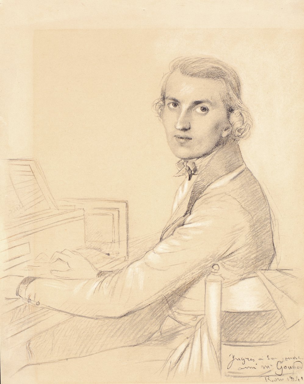 Charles Gounod (1818-93) 1841 (Graphit auf Papier mit weißer Kreide hervorgehoben) von Jean Auguste Dominique Ingres