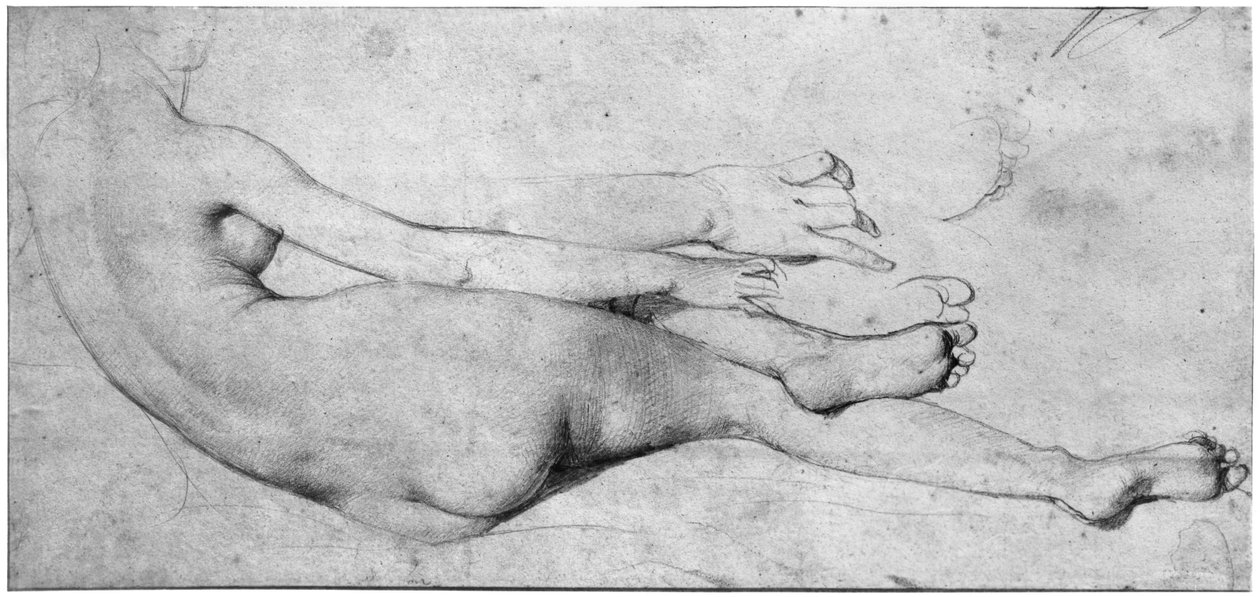 Studie für Die große Odaliske (Graphit auf Papier) von Jean Auguste Dominique Ingres