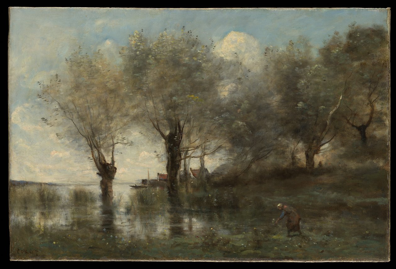 Ein Teich in der Picardie von Jean Baptiste Camille Corot