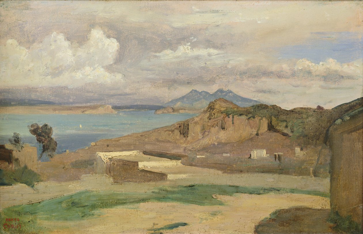 Ischia, Blick von den Hängen des Monte Epomeo, 1828 von Jean Baptiste Camille Corot