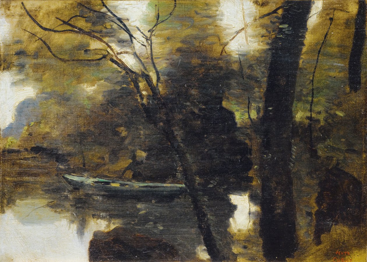 Noisy-le-Grand, kleines Boot auf dem Fluss von Jean Baptiste Camille Corot