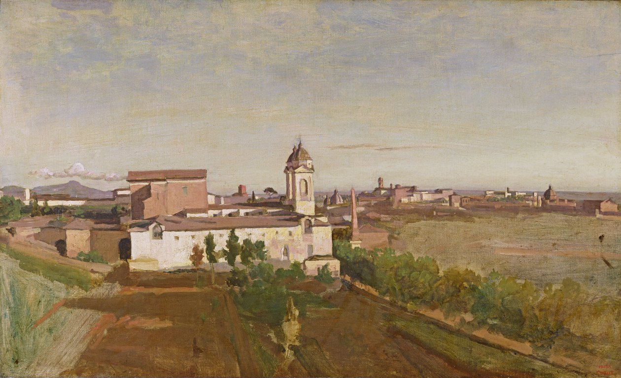 Trinita dei Monti von der Villa Medici, ca. 1830-34 von Jean Baptiste Camille Corot